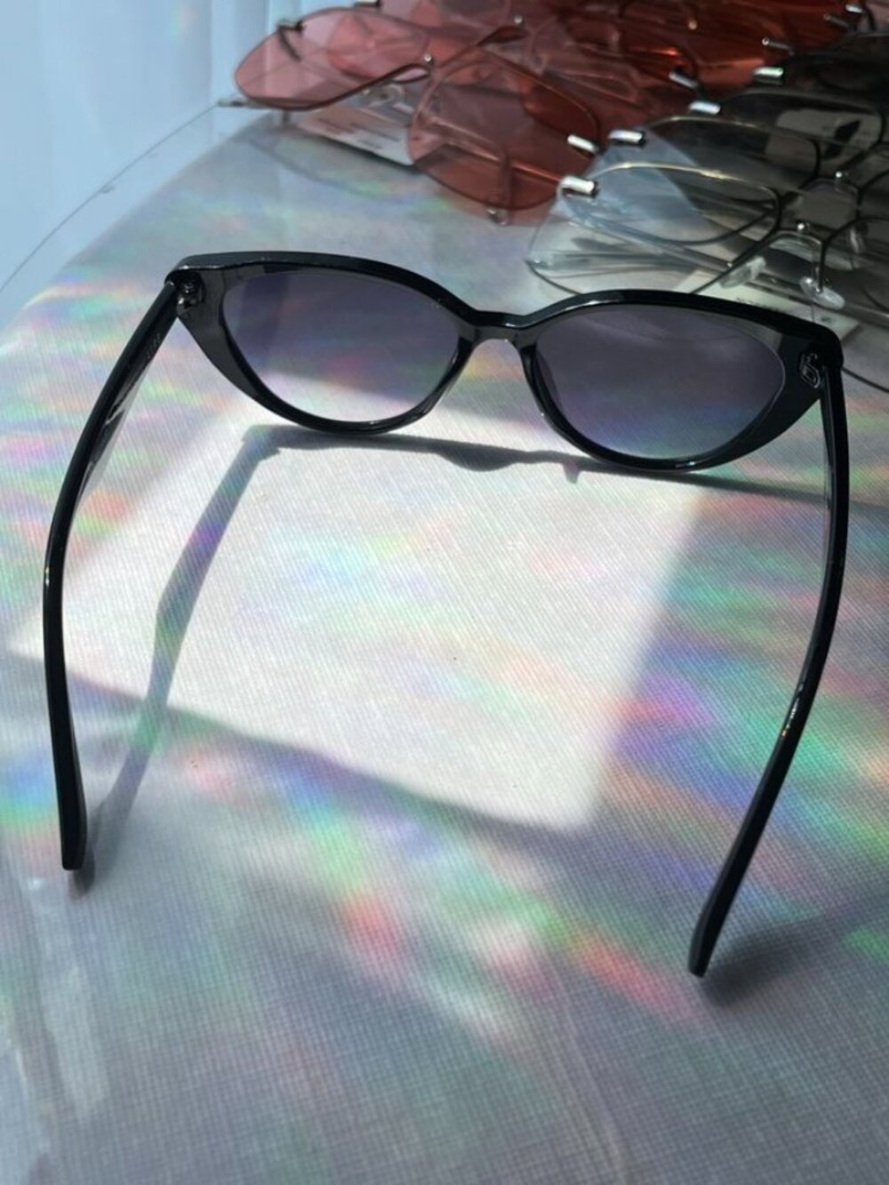 AIRE Amalthea Sunglasses Black Cat Eye Purple Gradient Lens - Picture 9 of 10